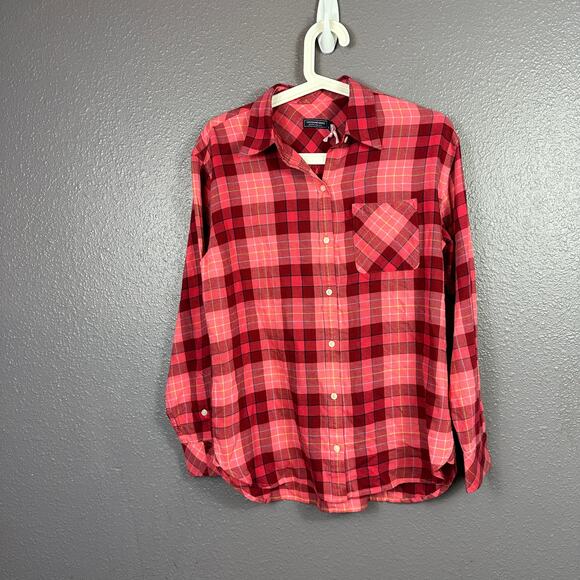 Vineyard Vines Tops - Vineyard Vines Plaid Flannel Button Up Womens XS Pink Red NEW